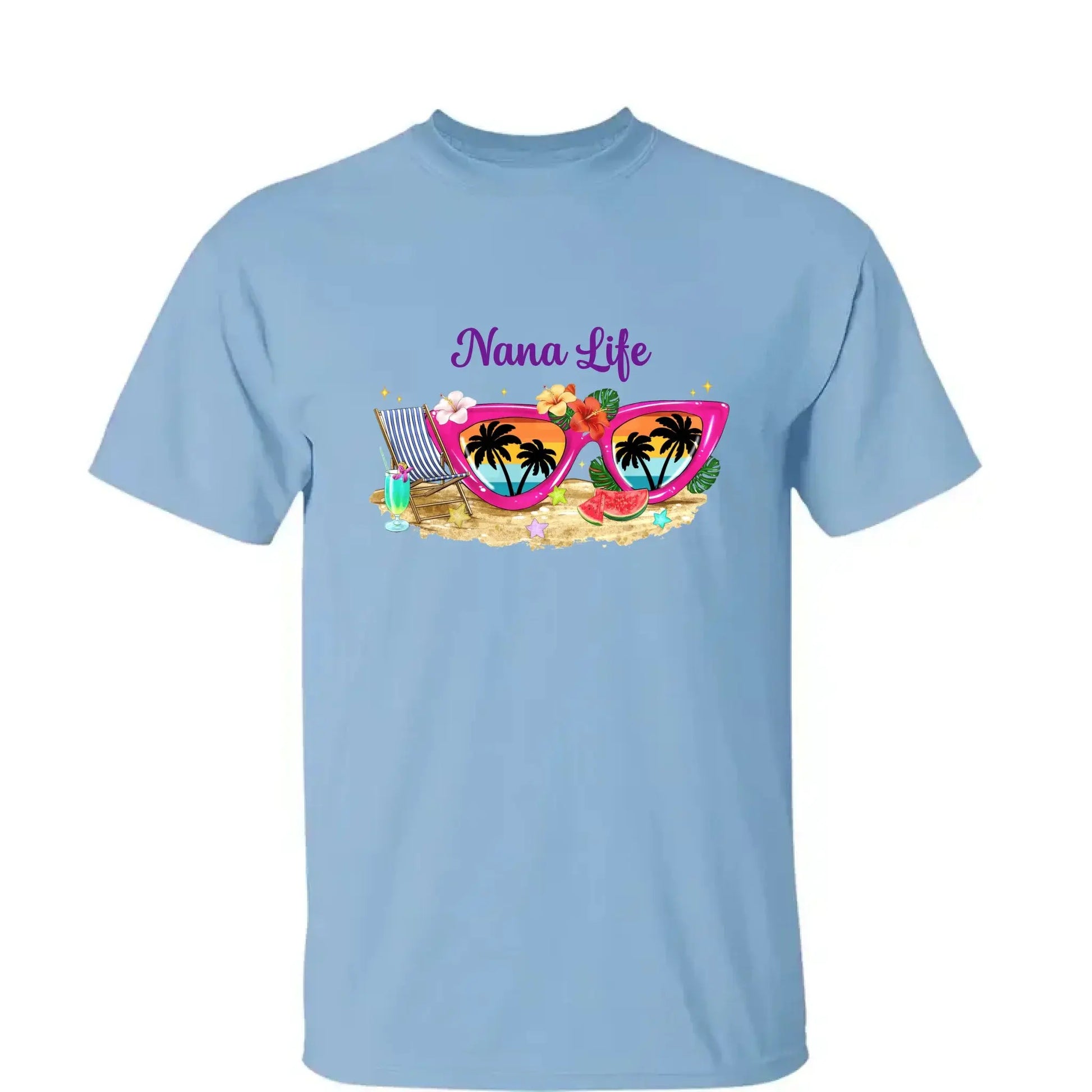 Grandma Life with Sunglasses & Beach Vibes – Personalized Custom T-Shirt – Fun Summer Gift for Grandma, Nana, Mimi, Mom or Wife  Ezcustomize