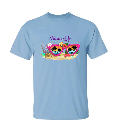 Grandma Life with Sunglasses & Beach Vibes – Personalized Custom T-Shirt – Fun Summer Gift for Grandma, Nana, Mimi, Mom or Wife  Ezcustomize