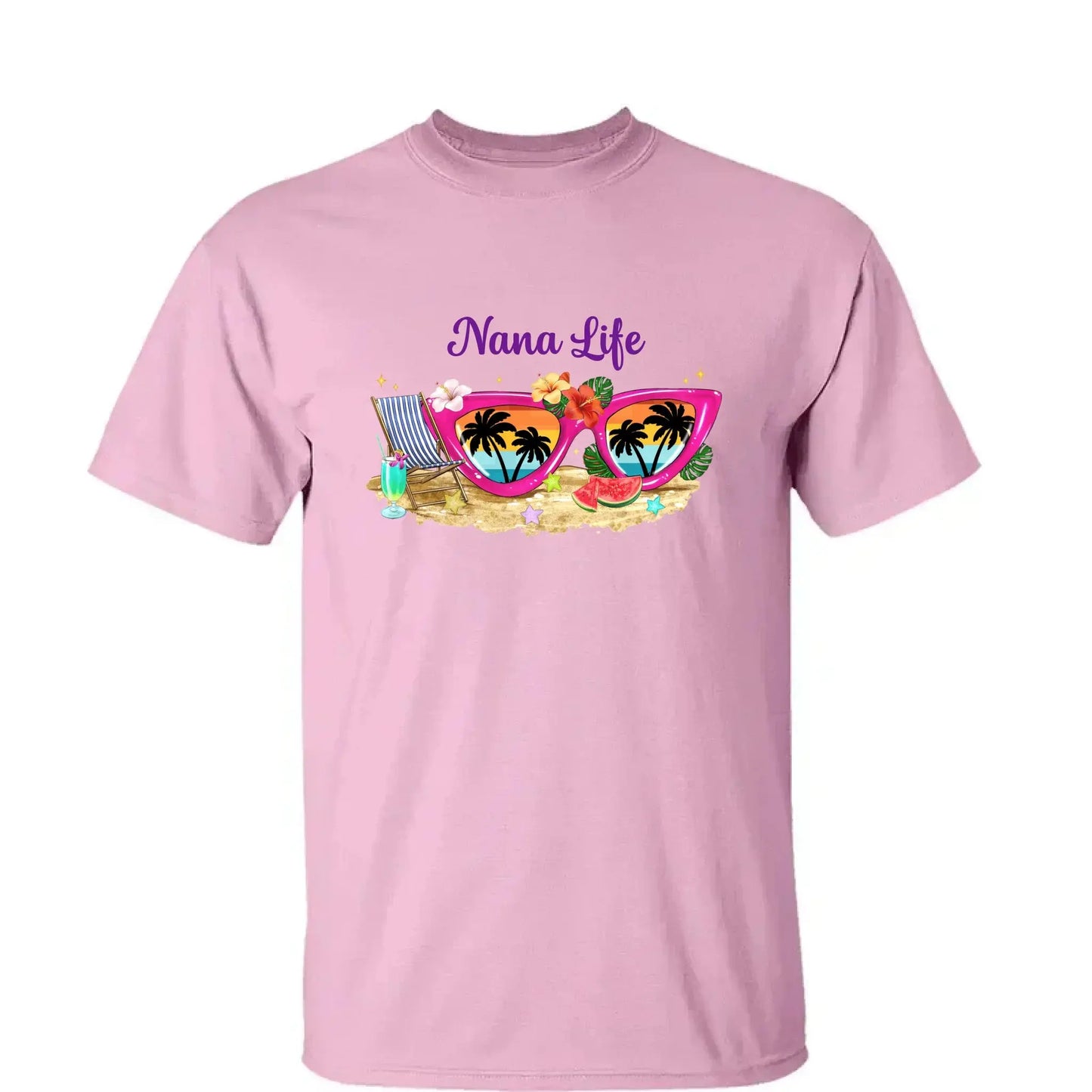 Grandma Life with Sunglasses & Beach Vibes – Personalized Custom T-Shirt – Fun Summer Gift for Grandma, Nana, Mimi, Mom or Wife  Ezcustomize