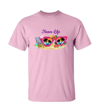 Grandma Life with Sunglasses & Beach Vibes – Personalized Custom T-Shirt – Fun Summer Gift for Grandma, Nana, Mimi, Mom or Wife  Ezcustomize