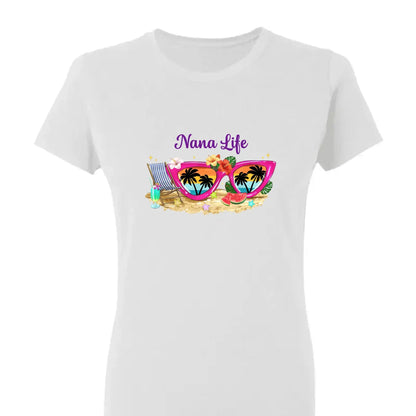 Grandma Life with Sunglasses & Beach Vibes – Personalized Custom T-Shirt – Fun Summer Gift for Grandma, Nana, Mimi, Mom or Wife  Ezcustomize