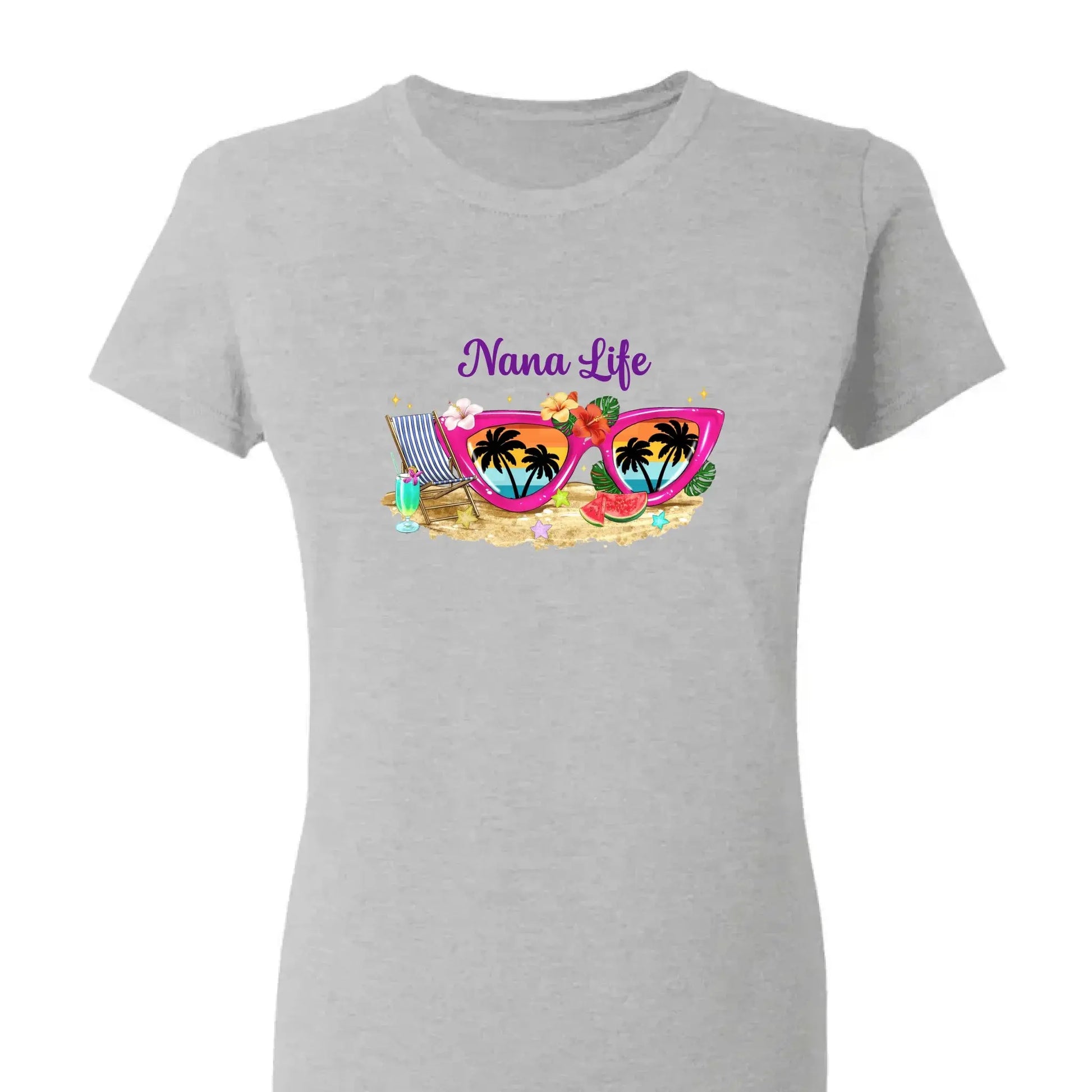 Grandma Life with Sunglasses & Beach Vibes – Personalized Custom T-Shirt – Fun Summer Gift for Grandma, Nana, Mimi, Mom or Wife  Ezcustomize
