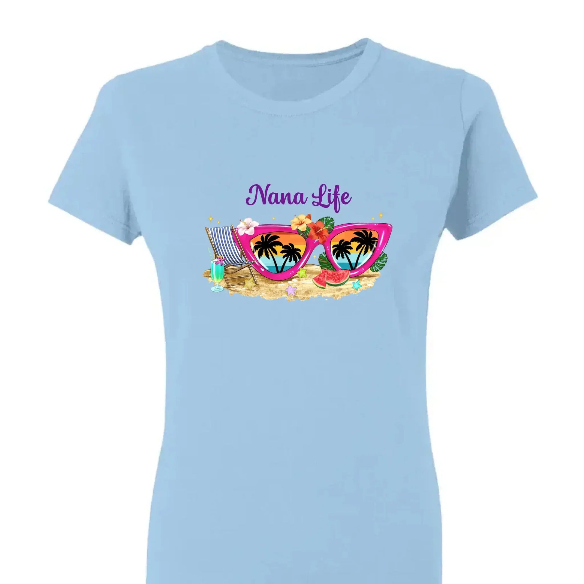 Grandma Life with Sunglasses & Beach Vibes – Personalized Custom T-Shirt – Fun Summer Gift for Grandma, Nana, Mimi, Mom or Wife  Ezcustomize