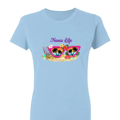 Grandma Life with Sunglasses & Beach Vibes – Personalized Custom T-Shirt – Fun Summer Gift for Grandma, Nana, Mimi, Mom or Wife  Ezcustomize