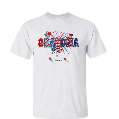 Grandma Patriotic 4th of July - Personalized T-Shirt, Gift for Grandma/Mom/Wife, Independence Day Shirt  Ezcustomize