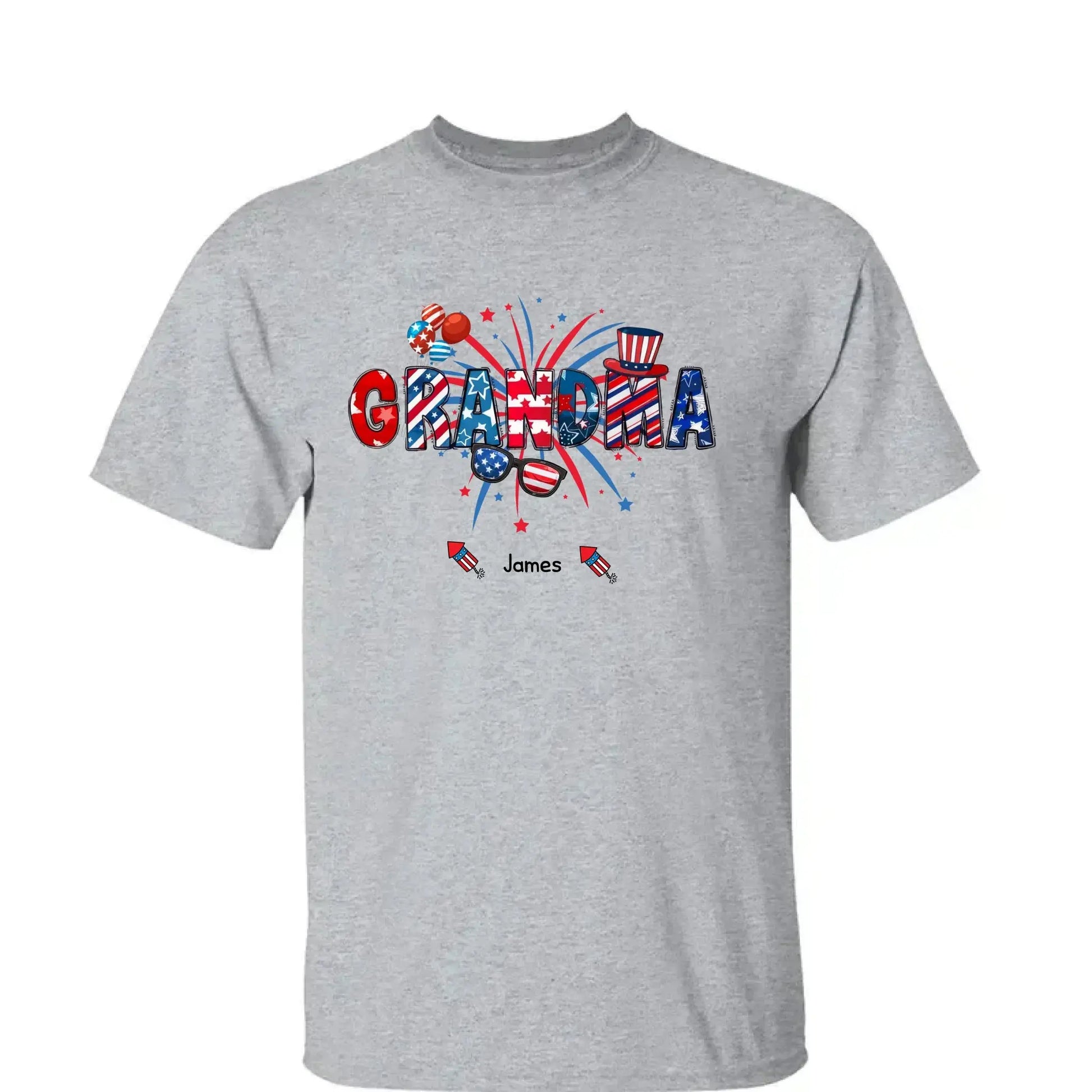 Grandma Patriotic 4th of July - Personalized T-Shirt, Gift for Grandma/Mom/Wife, Independence Day Shirt  Ezcustomize