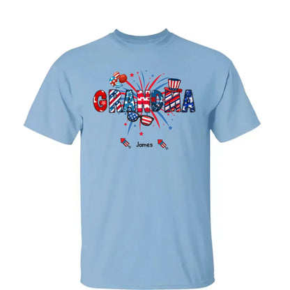 Grandma Patriotic 4th of July - Personalized T-Shirt, Gift for Grandma/Mom/Wife, Independence Day Shirt  Ezcustomize
