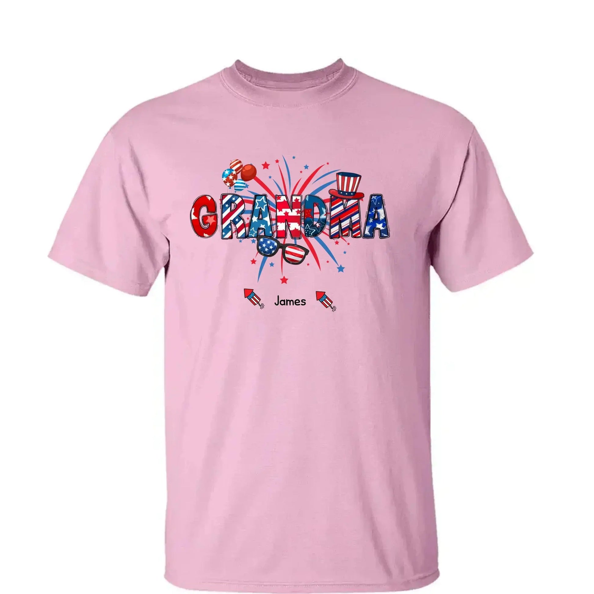 Grandma Patriotic 4th of July - Personalized T-Shirt, Gift for Grandma/Mom/Wife, Independence Day Shirt  Ezcustomize
