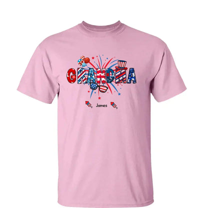 Grandma Patriotic 4th of July - Personalized T-Shirt, Gift for Grandma/Mom/Wife, Independence Day Shirt  Ezcustomize