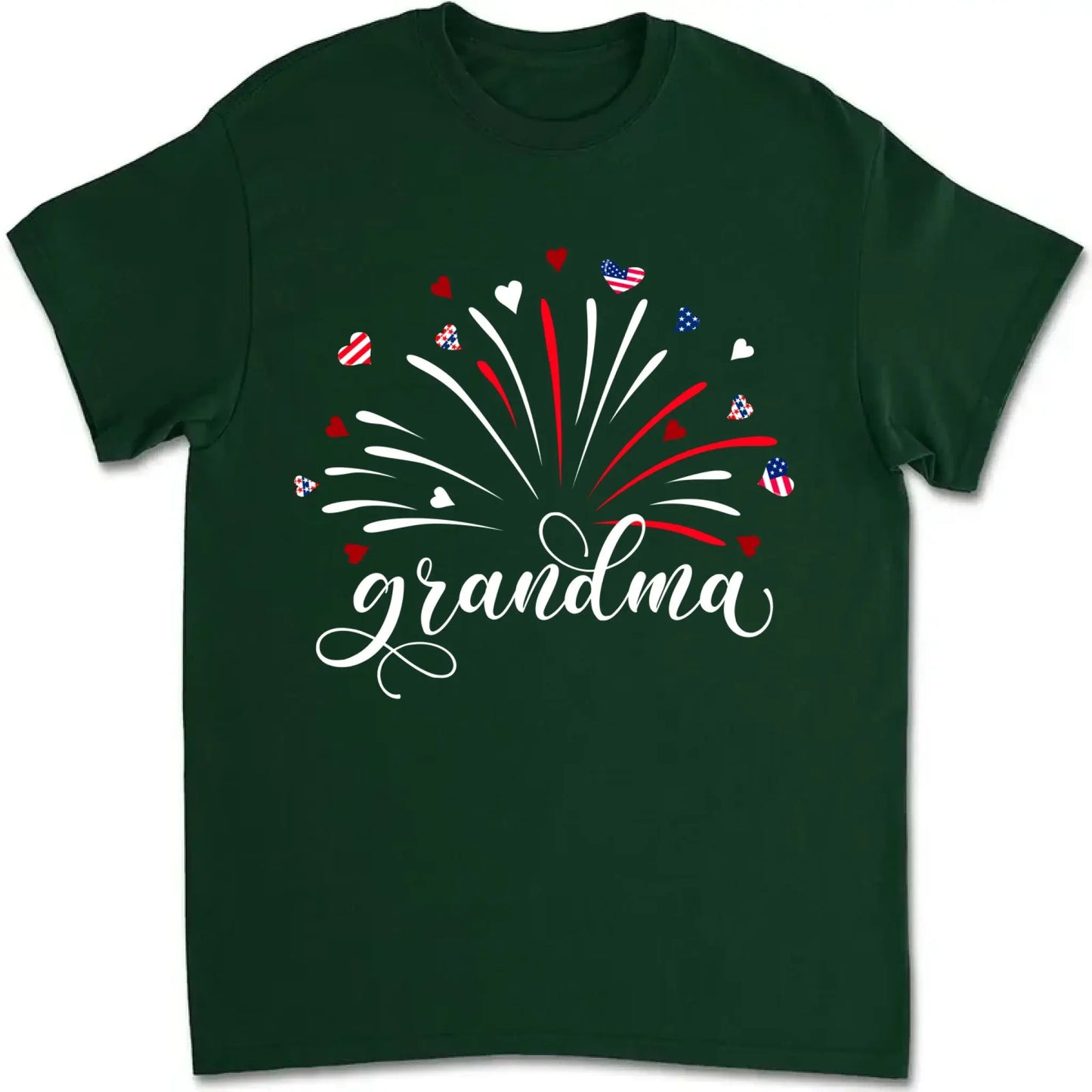 Grandma & Kids Firework Shirt – Personalized Patriotic T-Shirt – Custom 4th of July Gift with American Theme for Grandma or Nana  Ezcustomize