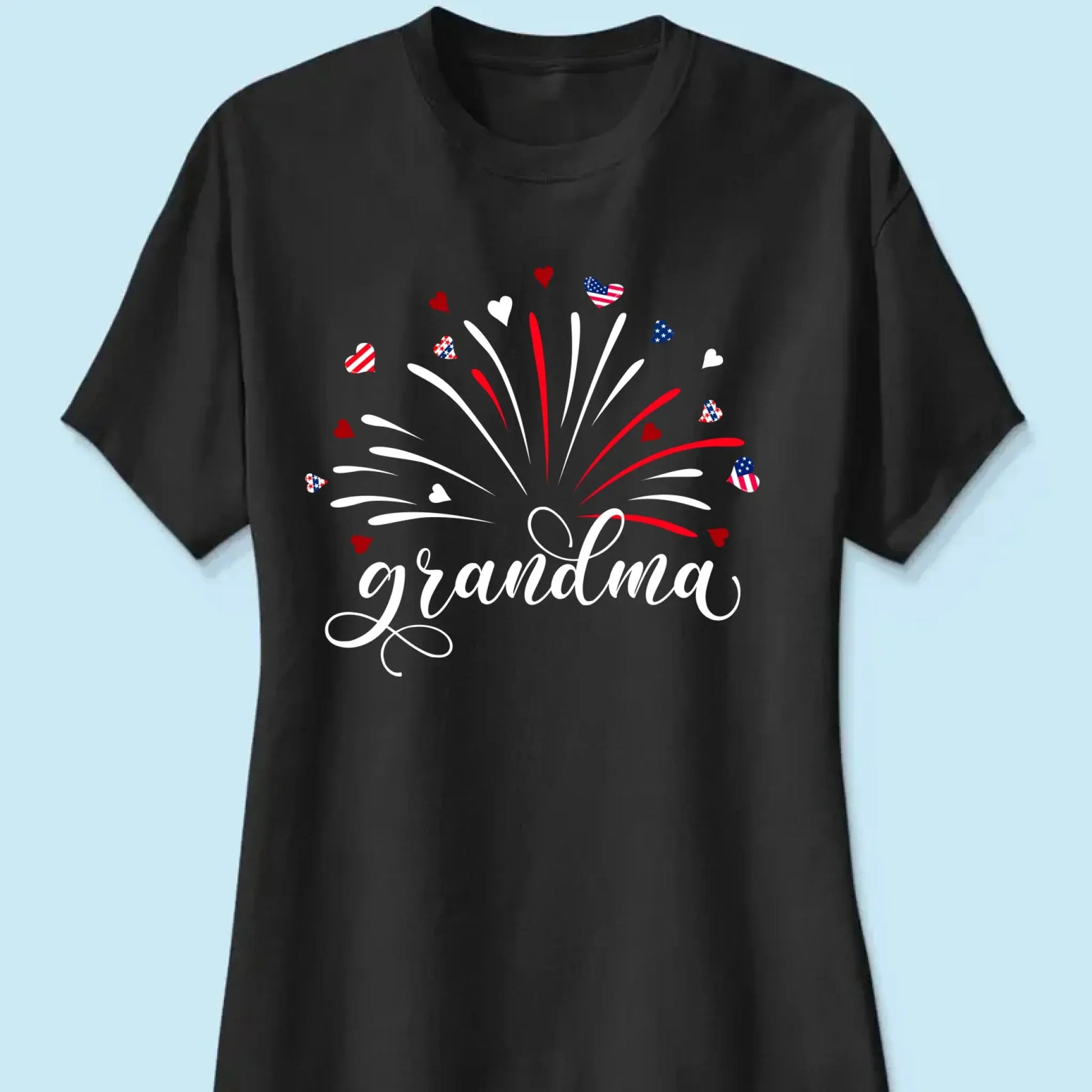 Grandma & Kids Firework Shirt – Personalized Patriotic T-Shirt – Custom 4th of July Gift with American Theme for Grandma or Nana  Ezcustomize