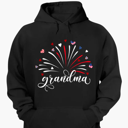 Grandma & Kids Firework Shirt – Personalized Patriotic T-Shirt – Custom 4th of July Gift with American Theme for Grandma or Nana  Ezcustomize