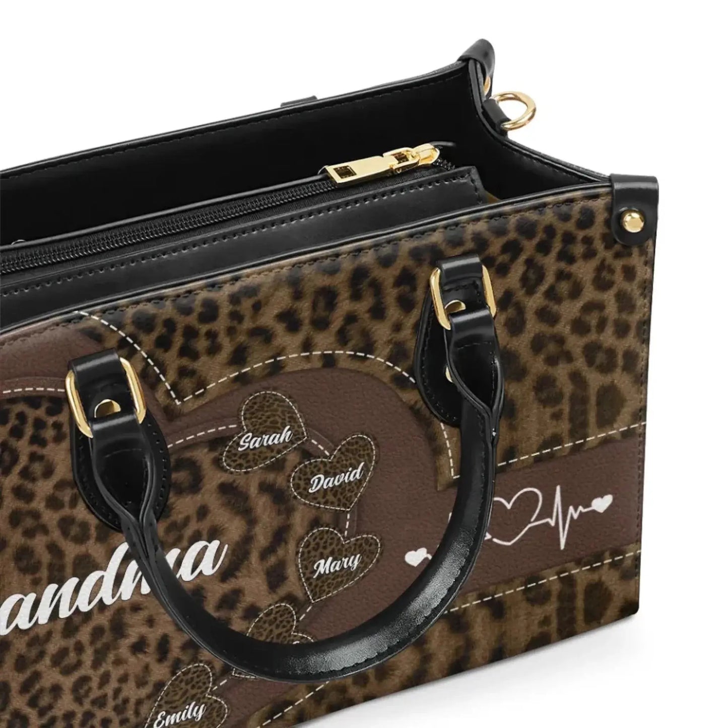 Grandma & Mom Sweethearts Personalized Leather Bag - Custom Name Handbag, Unique Mother’s Day Gift for Mom & Grandma  Ezcustomize