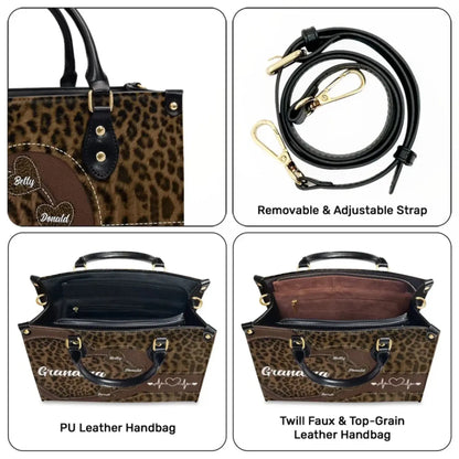 Grandma & Mom Sweethearts Personalized Leather Bag - Custom Name Handbag, Unique Mother’s Day Gift for Mom & Grandma  Ezcustomize