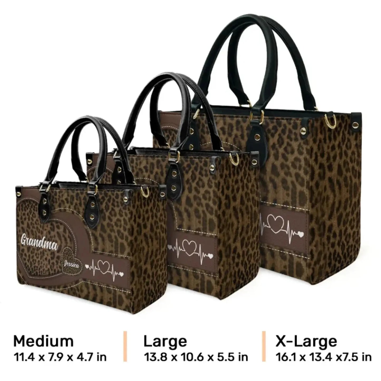 Grandma & Mom Sweethearts Personalized Leather Bag - Custom Name Handbag, Unique Mother’s Day Gift for Mom & Grandma  Ezcustomize