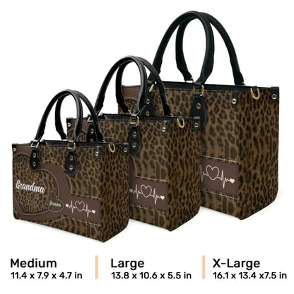 Grandma & Mom Sweethearts Personalized Leather Bag - Custom Name Handbag, Unique Mother’s Day Gift for Mom & Grandma  Ezcustomize