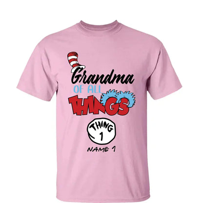 Grandma of All Things Shirt – Personalized Custom T-Shirt with Kids’ Names – Fun Gift for Nana, Mimi, Abuela  Ezcustomize