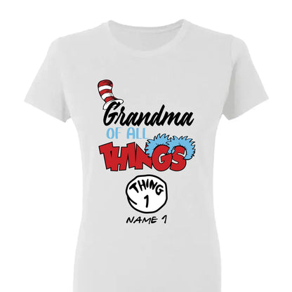 Grandma of All Things Shirt – Personalized Custom T-Shirt with Kids’ Names – Fun Gift for Nana, Mimi, Abuela  Ezcustomize
