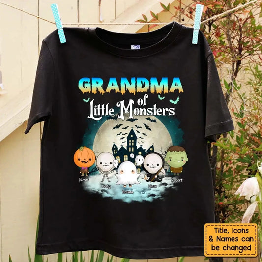 Grandma of Little Monsters – Personalized Halloween Shirt, Hoodie, or Sweatshirt – Funny Spooky Gift for Nana, Mimi, or Grandma  Ezcustomize