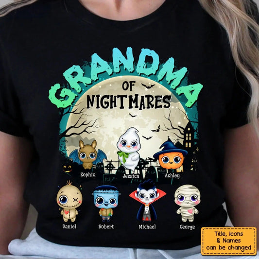 Grandma of Nightmares Halloween Theme – Personalized Shirt, Hoodie, or Sweatshirt – Funny Scary Gift for Spooky-Season Loving Grandmas  Ezcustomize