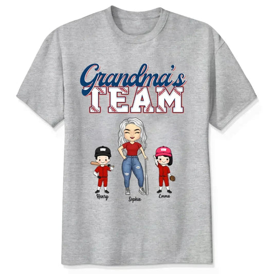 Grandma’s Baseball Team Shirt – Personalized T-Shirt – Custom Game Day Gift for Proud Baseball Grandmas with Kids’ Names  Ezcustomize