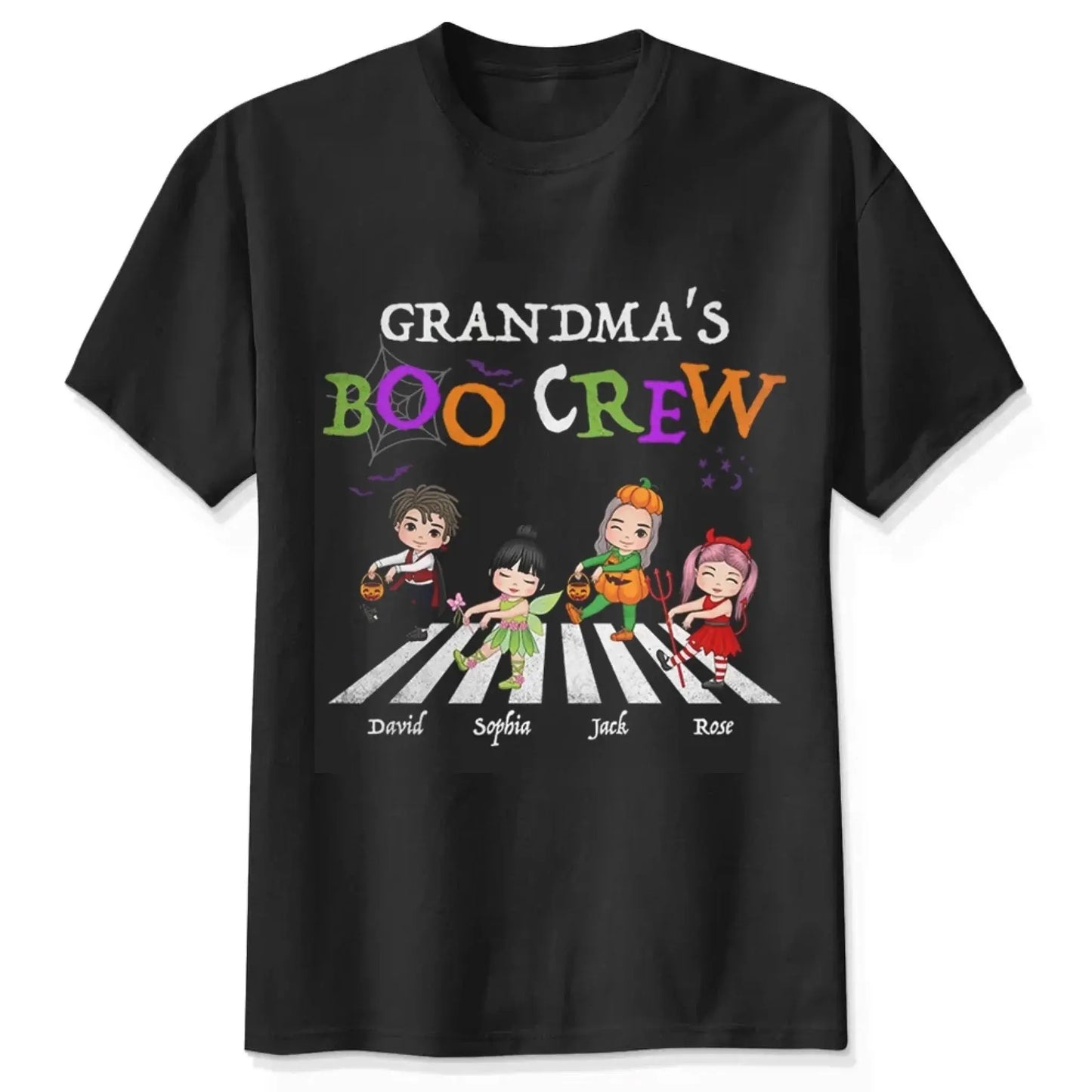 Grandma's Boo Crew Halloween Shirt – Personalized Custom T-shirt with Grandkids' Names, Cute Halloween Gift for Grandma, Nana, Mimi, or Mom  Ezcustomize