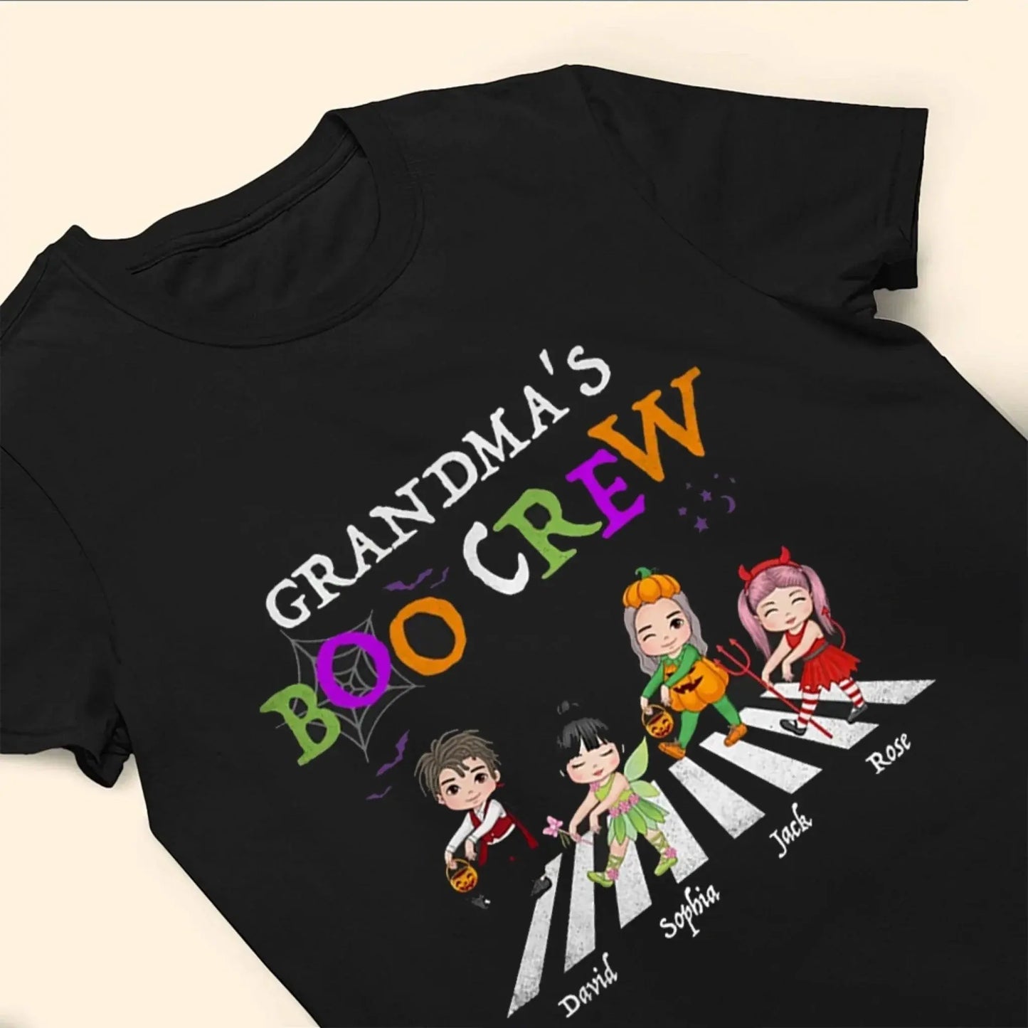 Grandma's Boo Crew Halloween Shirt – Personalized Custom T-shirt with Grandkids' Names, Cute Halloween Gift for Grandma, Nana, Mimi, or Mom  Ezcustomize