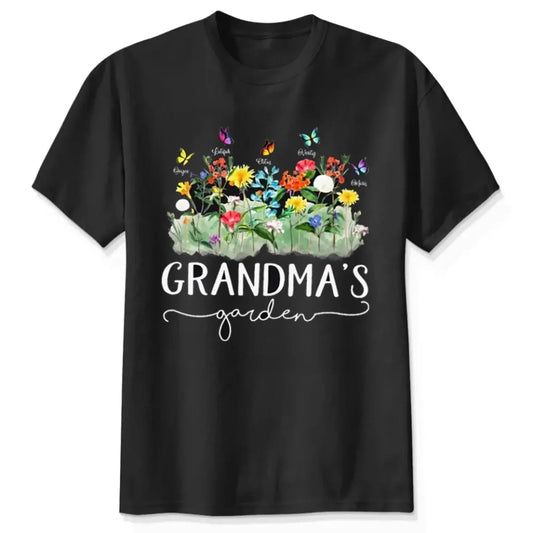 Grandma’s Garden Birth Flower Shirt – Personalized T-Shirt – Custom Family Gift for Grandma from Kids or Grandkids  Ezcustomize