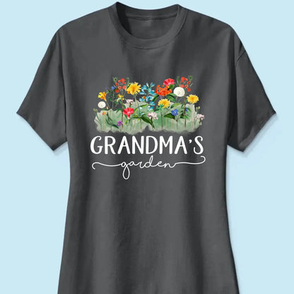 Grandma’s Garden Birth Flower Shirt – Personalized T-Shirt – Custom Family Gift for Grandma from Kids or Grandkids  Ezcustomize