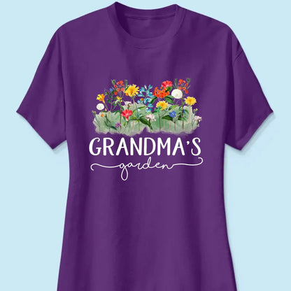Grandma’s Garden Birth Flower Shirt – Personalized T-Shirt – Custom Family Gift for Grandma from Kids or Grandkids  Ezcustomize