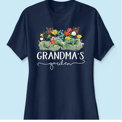 Grandma’s Garden Birth Flower Shirt – Personalized T-Shirt – Custom Family Gift for Grandma from Kids or Grandkids  Ezcustomize