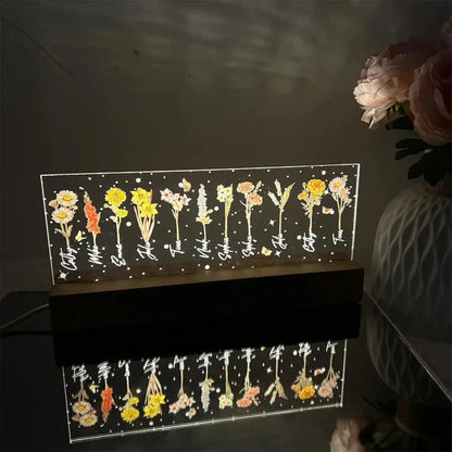 Grandma‘s Garden Birth Month Flowers Personalized Acrylic Block LED Night Light, Christmas Gift For Grandma, Mom, Auntie, Sister  Ezcustomize