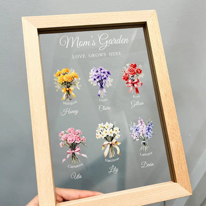 Grandma‘s Garden Birth Month Flowers Personalized Frame Lamp, Christmas Gift For Grandma, Mom, Auntie, Sister  Ezcustomize