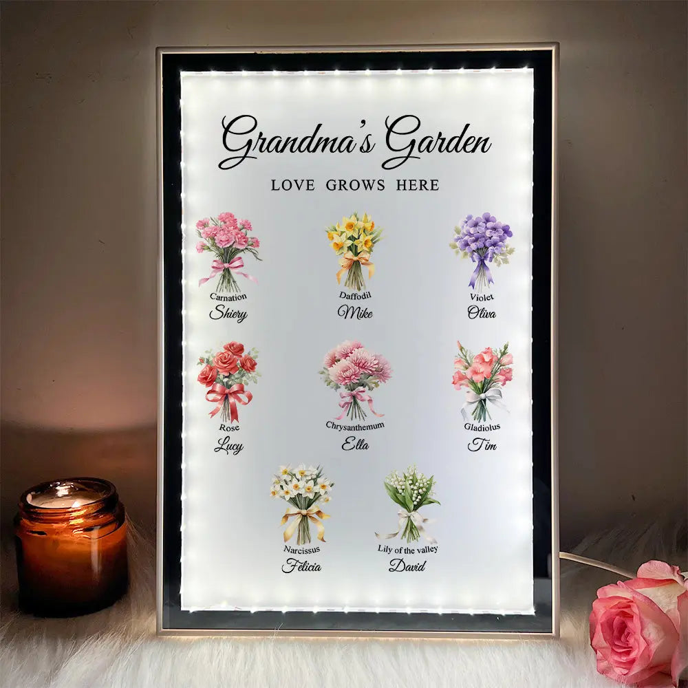 Grandma‘s Garden Birth Month Flowers Personalized Night Light Mirror, Mother's Day Gift For Grandma, Mom, Auntie  Ezcustomize