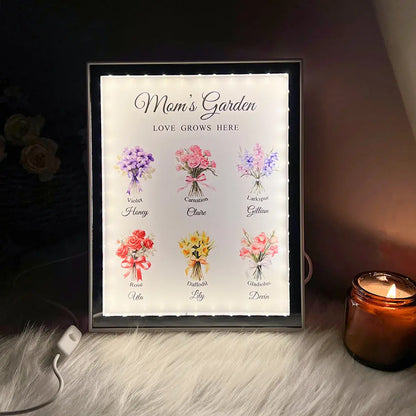 Grandma‘s Garden Birth Month Flowers Personalized Night Light Mirror, Mother's Day Gift For Grandma, Mom, Auntie  Ezcustomize