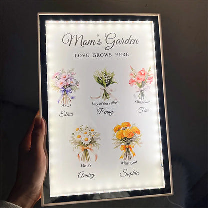 Grandma‘s Garden Birth Month Flowers Personalized Night Light Mirror, Mother's Day Gift For Grandma, Mom, Auntie  Ezcustomize