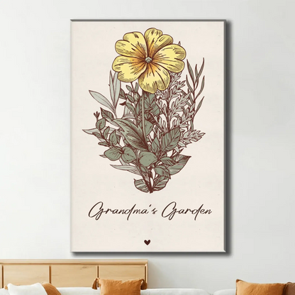 Grandma’s Garden with Birth Flowers – Personalized Poster/Canvas – Custom Family Name Gift for Grandma & Mother’s Day  Ezcustomize