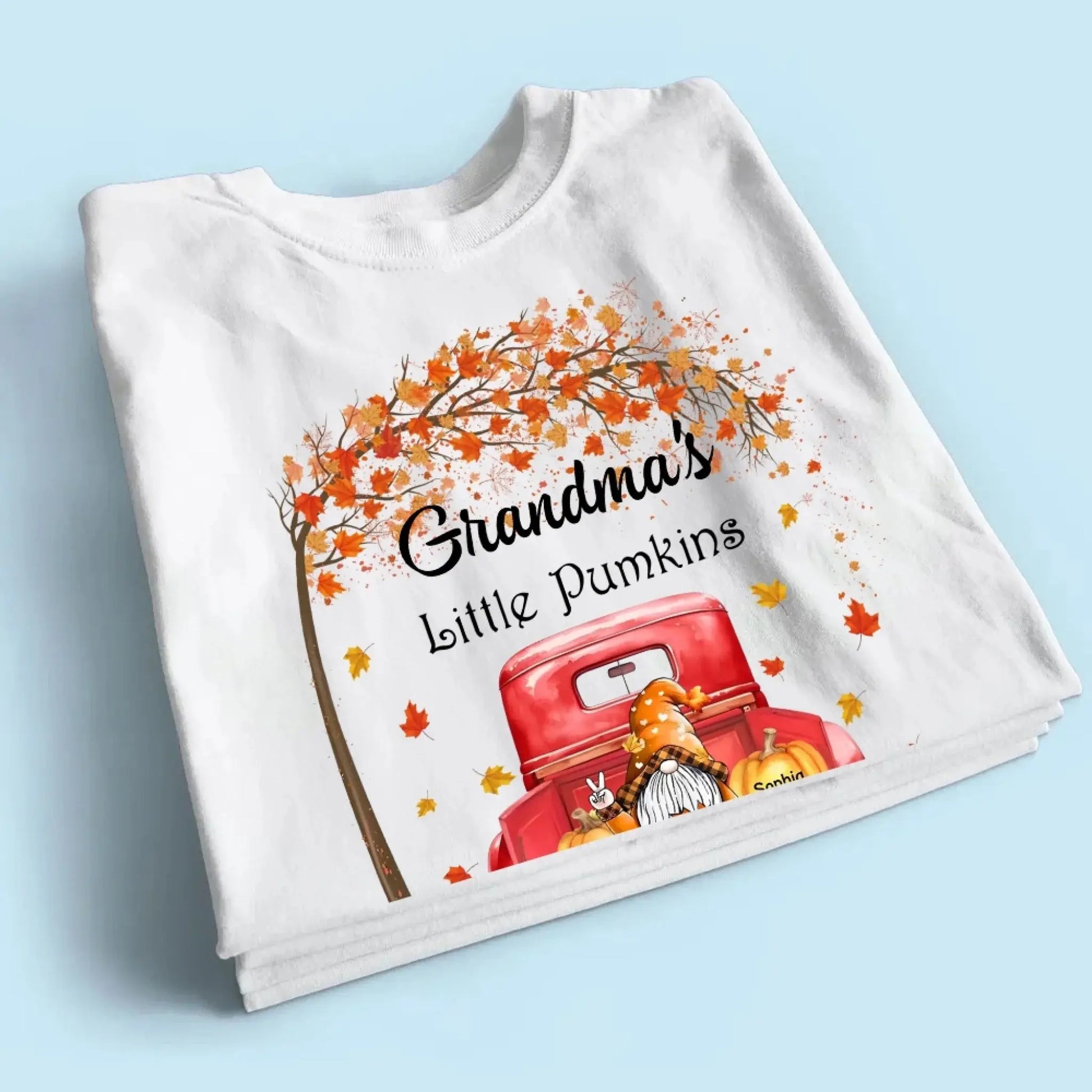 Grandma’s Little Pumpkins Shirt – Personalized Fall Gift with Kids’ Names – Custom Thanksgiving T-Shirt for Grandma  Ezcustomize