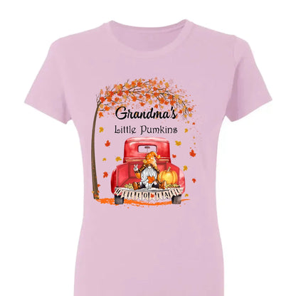 Grandma’s Little Pumpkins Shirt – Personalized Fall Gift with Kids’ Names – Custom Thanksgiving T-Shirt for Grandma  Ezcustomize