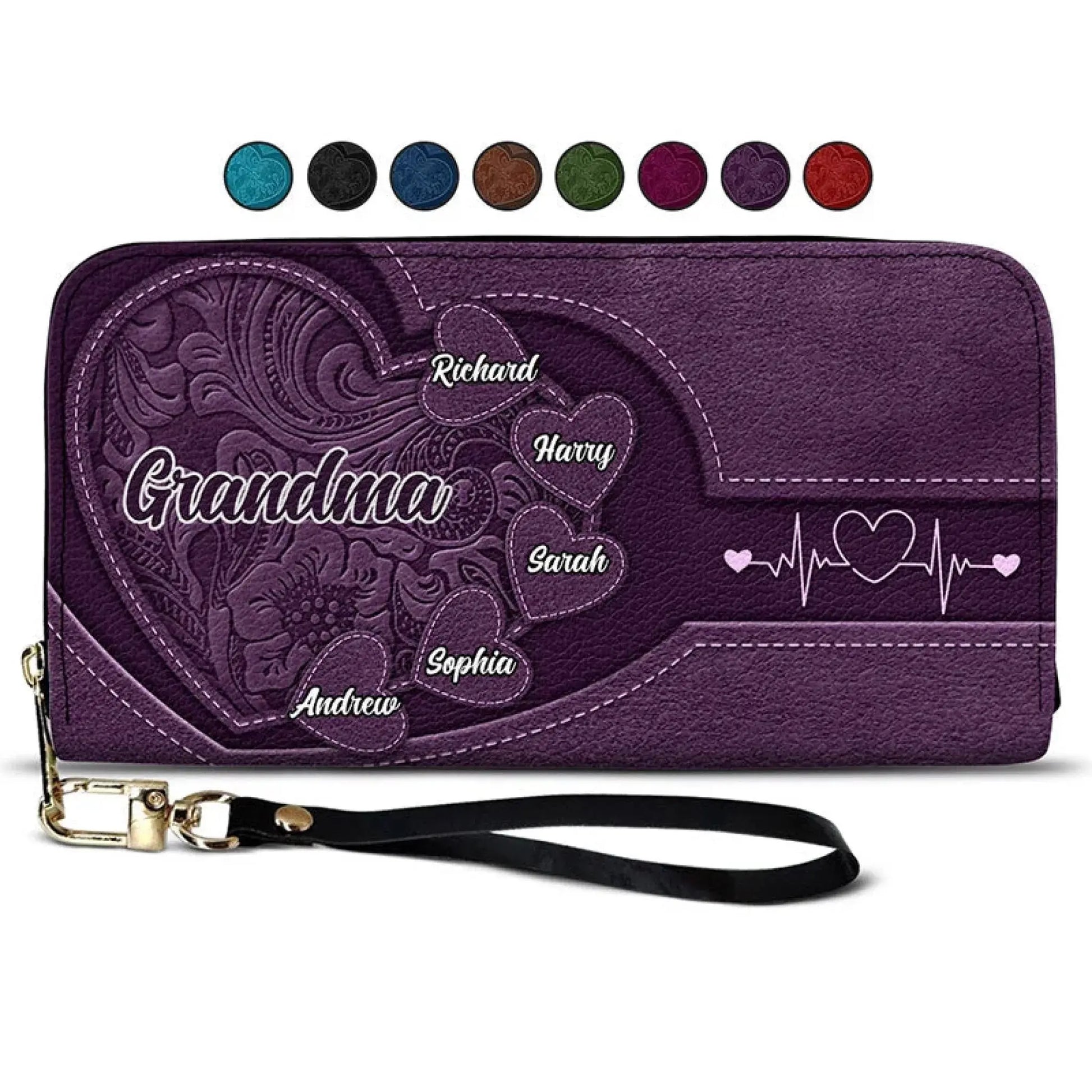 Grandma's Little Sweethearts - Personalized Leather Long Wallet - Gift for Mommy, Mother, Grandma, Gigi  Ezcustomize