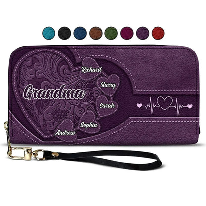 Grandma's Little Sweethearts - Personalized Leather Long Wallet - Gift for Mommy, Mother, Grandma, Gigi  Ezcustomize