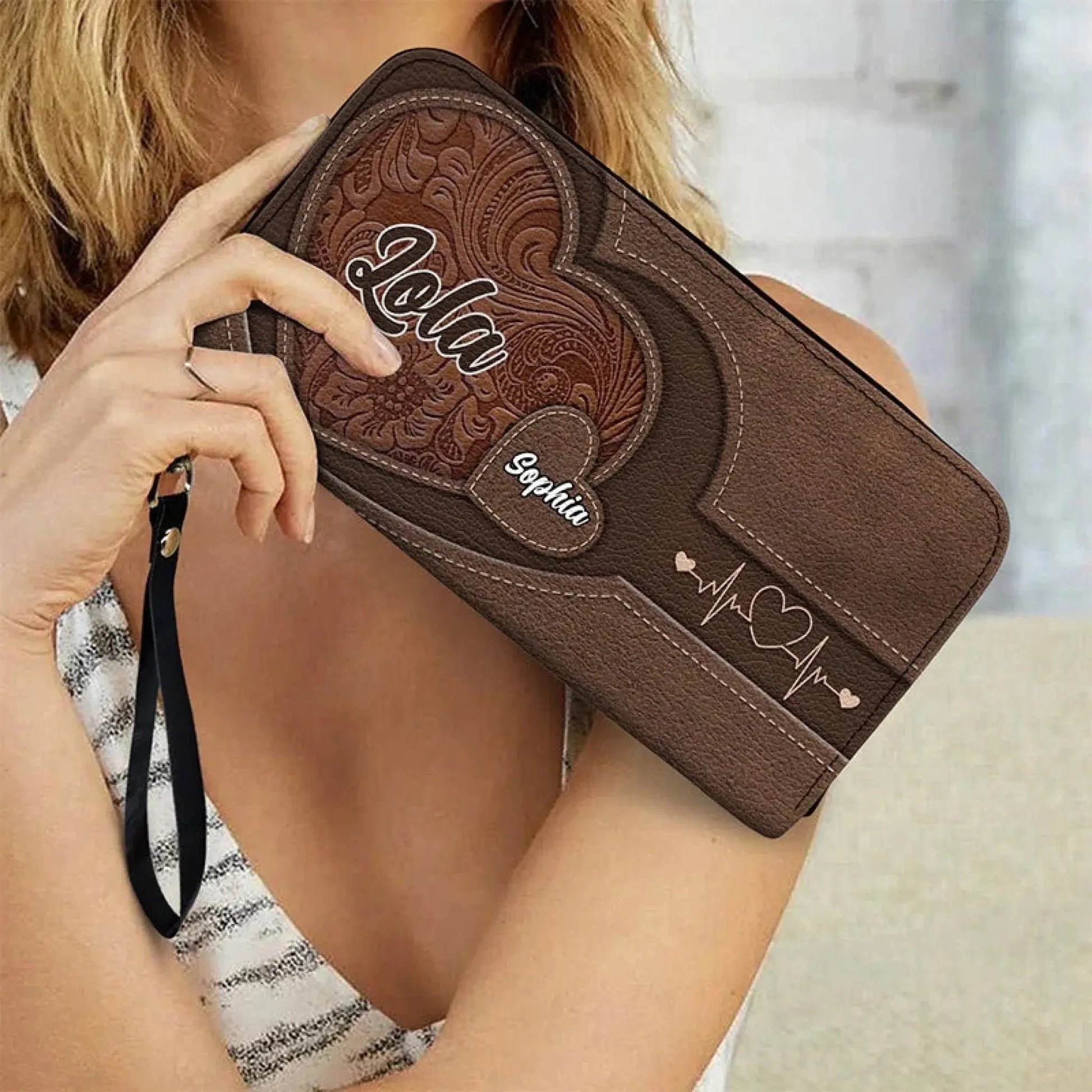 Grandma's Little Sweethearts - Personalized Leather Long Wallet - Gift for Mommy, Mother, Grandma, Gigi  Ezcustomize