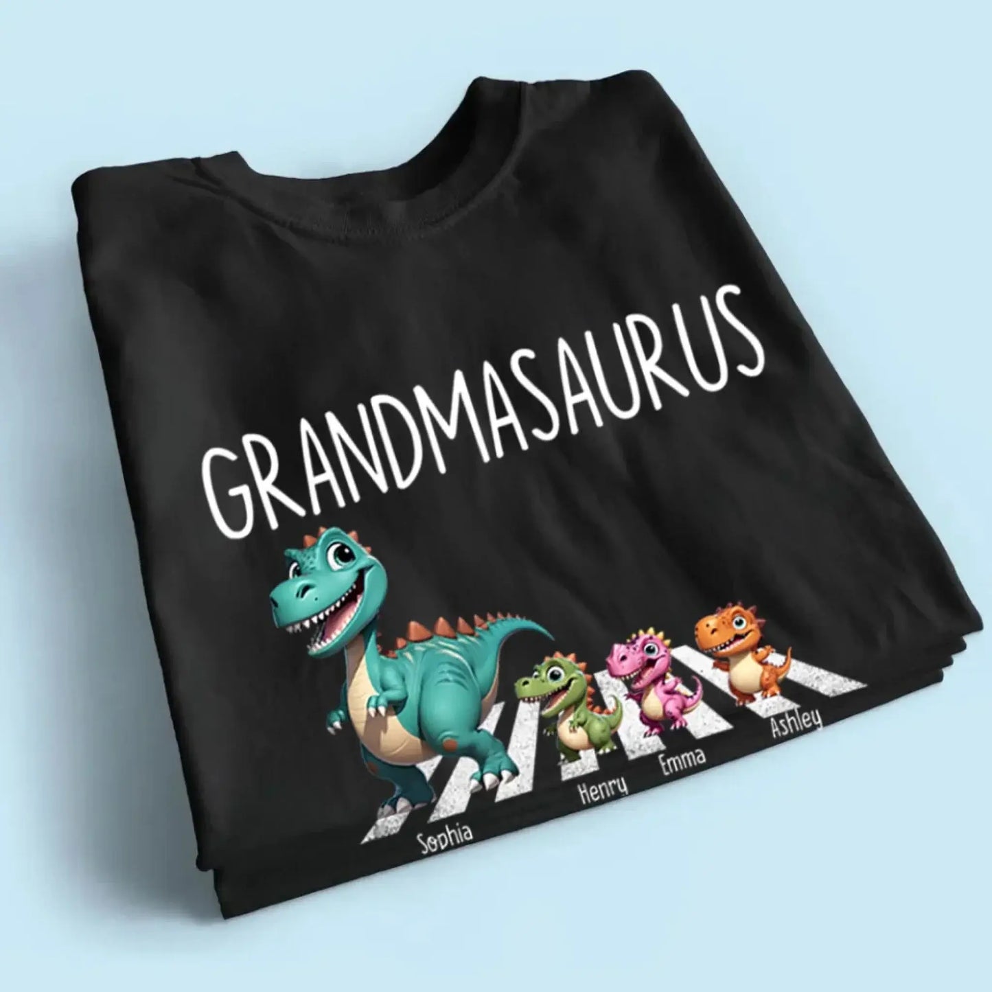 Grandmasaurus & Kids 3D Dinosaur Shirt – Personalized Dark Color T-Shirt – Fun Mother’s Day Gift for Grandma  Ezcustomize