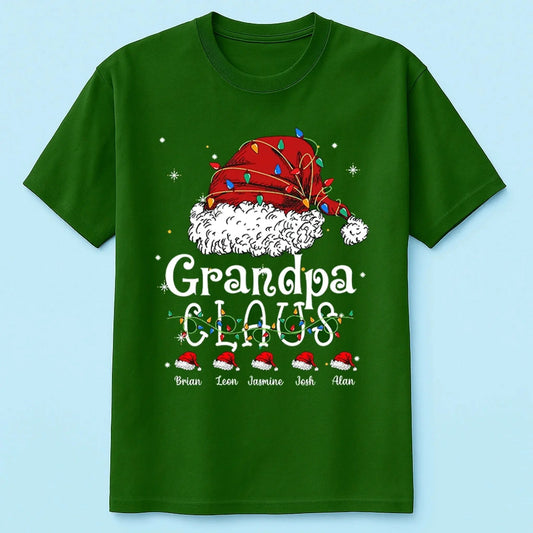 Grandpa Claus Shirt – Personalized Christmas T-Shirt with Kids’ Names – Custom Funny Holiday Gift for Grandpa, Granddad, or Pop Pop  Ezcustomize