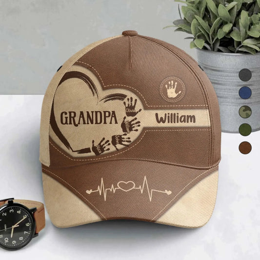 Grandpa Dad Kids Handprints – Personalized Classic Cap – Custom Gift for Fathers, Grandpas, and Proud Family Men  Ezcustomize