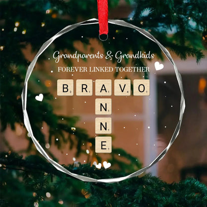Grandpa, Grandma & Grandkids Forever Linked – Personalized Crossword Puzzle Glass Ornament – Meaningful Christmas Gift for Grandparents  Ezcustomize
