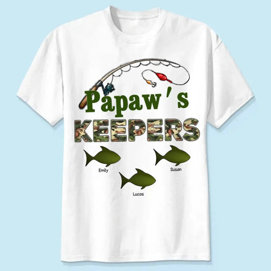 Grandpa’s Keepers Camouflage Fishing Shirt – Personalized T-Shirt with Kids' Names – Birthday or Father’s Day Gift for Grandpa  Ezcustomize