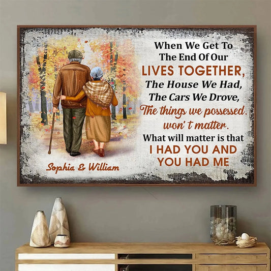 Growing Old Together Couple Poster – Personalized Fall Scene Wall Art with Names, Anniversary Gift for Husband Wife  Ezcustomize