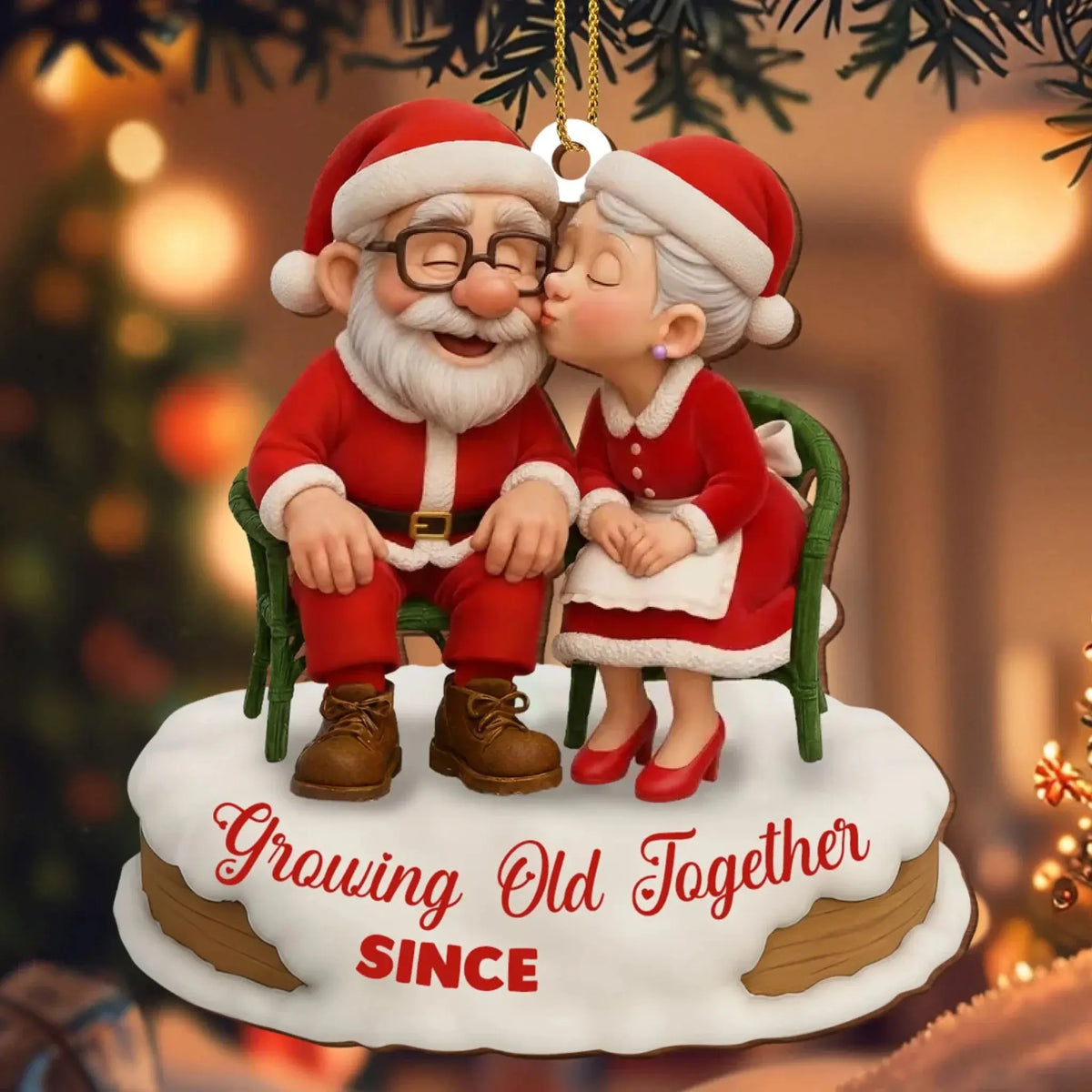 Growing Old Together Custom Name Christmas Keepsake - Personalized Wood Ornament - Gifts For Couples, Husband And Wife