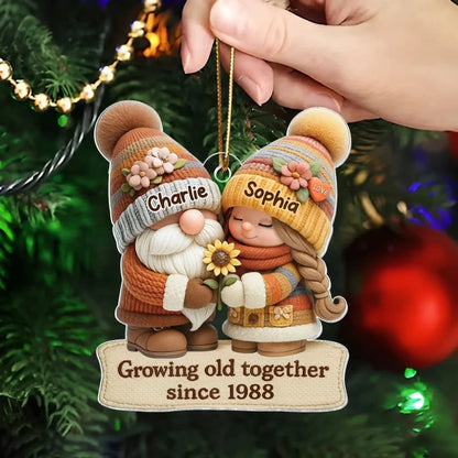 Growing Old Together Gnome Couple Ornament – Personalized Acrylic Christmas Gift with Names and Year, Custom Anniversary Keepsake for Couples  Ezcustomize